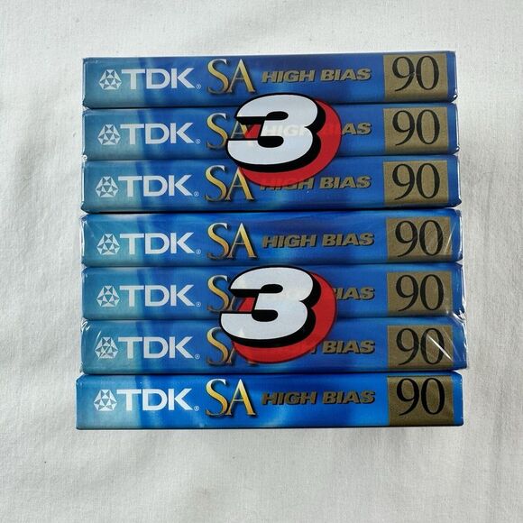 7 TDK SA90 High Bias Cassette Tapes NEW SEALED High Output Super Avilyn Type II - Picture 2 of 6